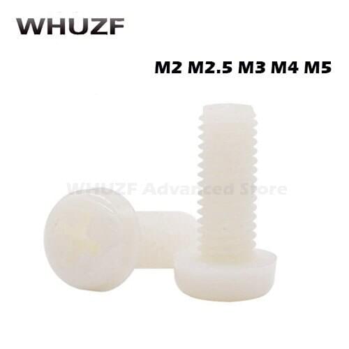 50PCS-M2/2.5/3/4/5/6/*L Plastic Screws / Pan Head Nylon Screws/ Round Head Nylon Screws