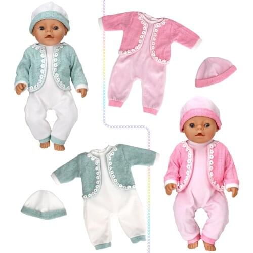 Fits 17inch Toys New Born Doll American Doll Clothes Fashion sweater strap set, dress Girls gift