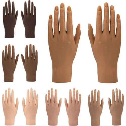 Professional Practice Hand for Nail Art with Tips Adult Mannequin With Flexible Finger Adjustment Display Model Moveable Nails