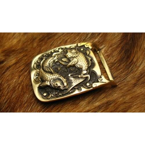 Handmade Tai Chi Yin Yang Fish Pattern High-grade Brass Belt Buckle | Mens Belt Head | Belt Accessories