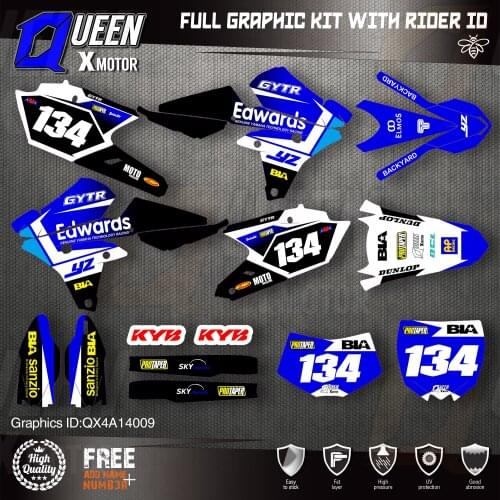 QUEEN X MOTOR Custom Team Graphics Backgrounds Decals 3M Stickers Kit For YAMAHA 14-18YZ250F 15-18YZ250FX WRF250 14-17YZ450F 009