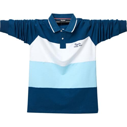 QUANBO 2020 autumn spring new fashion casual classcial 100% cotton striped polo shirts plus size loose breathable tops 5XL