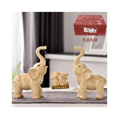 Family of three large white Creative wedding gifts to bestie friends gift girl high-grade romantic practical elephant furnishing