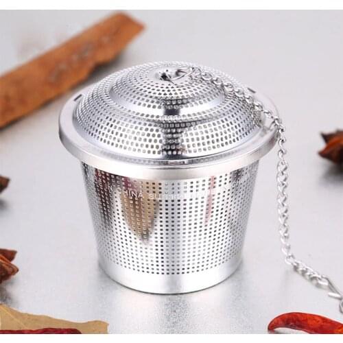 Multifunction Tea Strainer 304 Stainless Steel Reusable Or Kitchen Cooking Seasoning Bag Chained Lid Filter Loose Spice Infuser