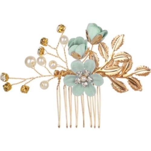 Bridal Hair Accessories Handmade Hot Pink blue white purple green Flowers Hairpins Handmade Pearl Jewelry Vintage Hair Combs