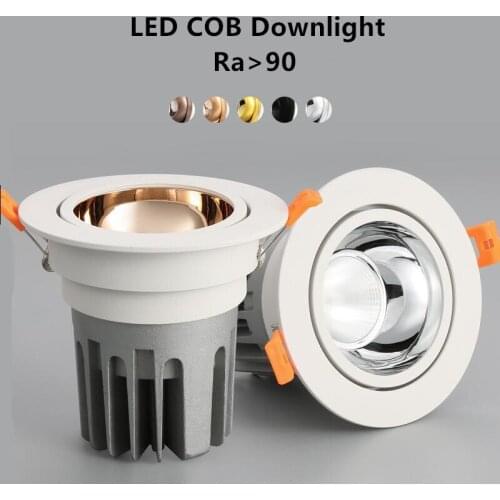 Super Bright Recessed LED Dimmable Downlight COB 6W 9W 12W 15W LED Spot light LED decoration Ceiling Lamp AC 110V 220V 230V 240V