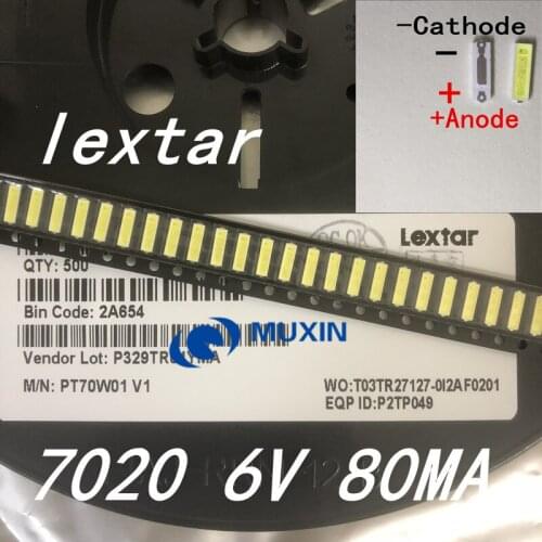 100PCS Lextar LED Backlight 1W 7020 6V Cool white 80LM LCD Backlight for TV TV Application
