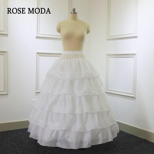 High Quality 4 Hoops Petticoat for Ball Gown Dresses Puffy Underskirt Crinoline for Wedding Dress Elastic Waist