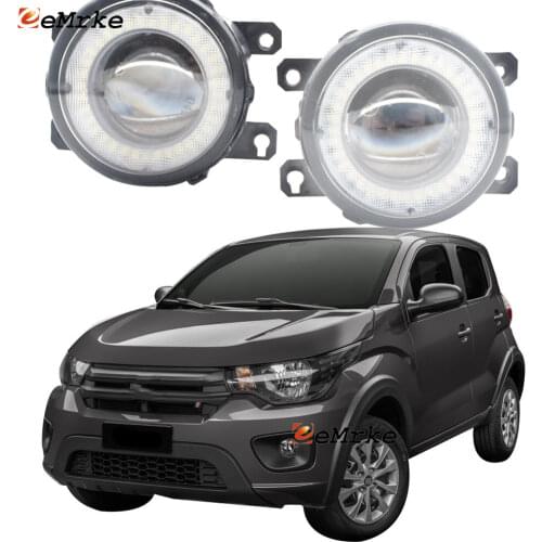 2 Pieces Car Lens LED Fog Lights Angel Eye DRL Daytime Running Light Lamp for Fiat Mobi Way On (341)/Mobi 314 2020 2021