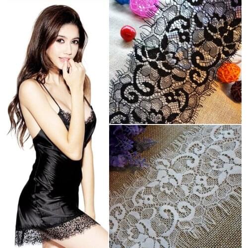 3yards* 9cm Width Black Voile Nylon Lace Material White Eyelash lace Fabric Lace Sewing Lace Decoration For Garment Accessories