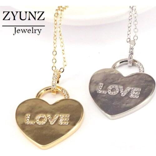 5PCS, Heart LOVE Letter Necklace For Women Crystal Heart Pendants Wedding Fashion Jewelry