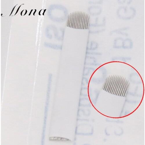 50PCS microblading needles 14 pins U Shape balde Permanent Makeup Eyebrow Embroidery Blade For 3D Microblading Manual Tattoo Pen