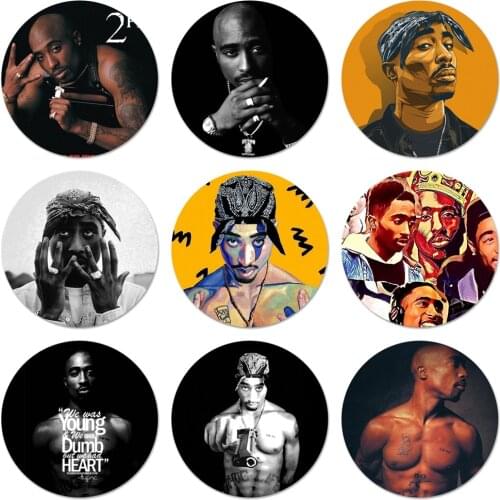 58mm 2Pac Tupac Shakur Badge Brooch Pin Accessories For Clothes Backpack Decoration gift