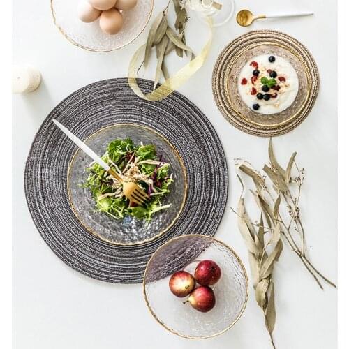 6Pcs Woven Round Table Mat Placemat Pad Heat Resistant Bowls Coffee Cups Coaster Tableware Mat Home Decoration Kitchen Tool