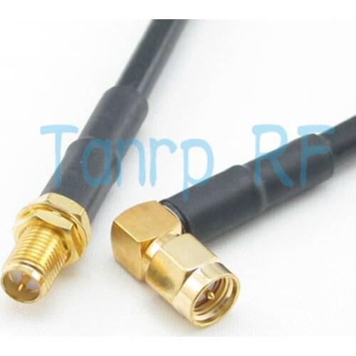 Freeshipping! 3FEET RG58 RF Pigtail jumper coaxial cable 100CM RP-SMA female jack to SMA male plug right angle Wholesale