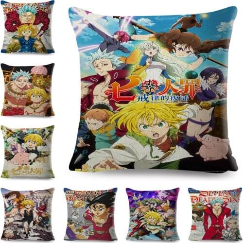 The Seven Deadly Sins Painting Pillow Case Decor ​Japanese Anime Cartoon Pillowcase Polyester Cushion Cover for Sofa Home Car
