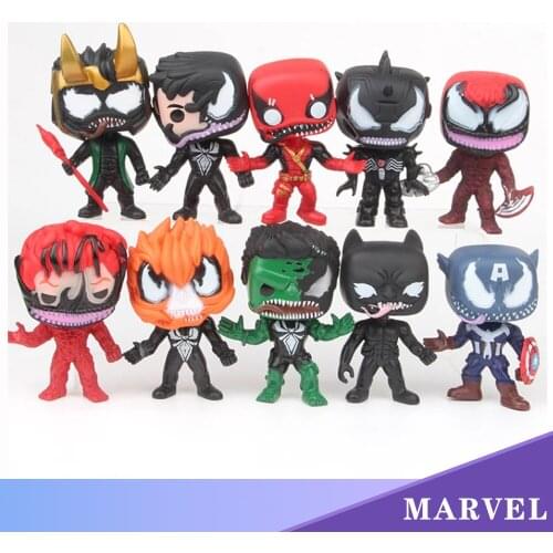 Marvel Venom as Avengers Character Model Vinyl Figure Doll Toys for Children 10pcs/set 8-12cm