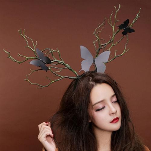 Long Antler Tree Branches Headband Props Horns Hair Accessory Christmas Party Cosplay Headpieces