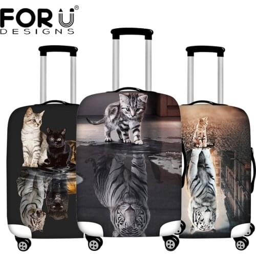FORUDESIGNS Fashion Travel Accessories Luggage Protective Covers Cat refracts tiger Design Suitcase Cover 18-32 Inch Trunk Case