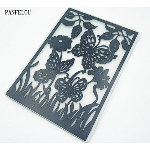 PANFELOU The butterfly garden Embossing folders Plastic For Scrapbooking DIY Template Fondant Cake Photo Album Card Making