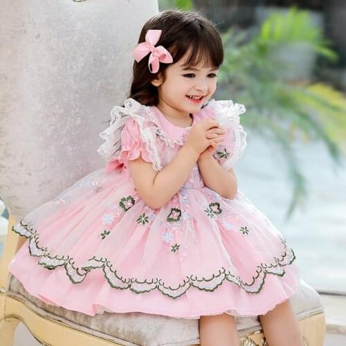 Baby Girl Spanish Royal Dresses for Toddler Boutique Clothes Children Spain Dress Infant Birthday Baptism Lolita Ball Gown