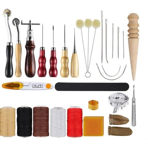 Leather Craft Tools Kit Leather Craft DIY Tool for Hand Sewing Stitching,Stamping Set and Saddle Making,Stitching Carving