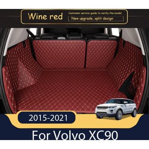 Custom Leather Car Trunk Mats For Volvo XC90 2015-2021 Rear Trunk Floor Mat Tray Carpet Mud
