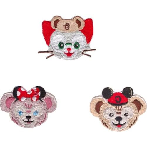 The beauty of bear Embroidery patch printed polyester ribbon 12 pieces, DIY handmade materials, wedding gift wrap