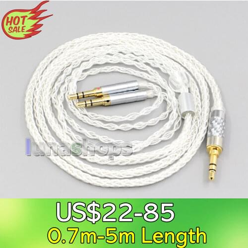 LN006568 2.5mm 4.4mm XLR 8 Core Silver Plated OCC Earphone Cable For Denon AH-D7200 AH-D5200 AH-D9200 3.5mm Headphone pin