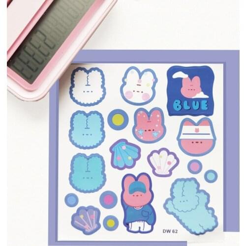 Ins Cartoon Rabbit Cute Stickers Waterproof Notebook Mobile Phone Wireless Headset Case Diy Decorative Sticker Labels Stationery