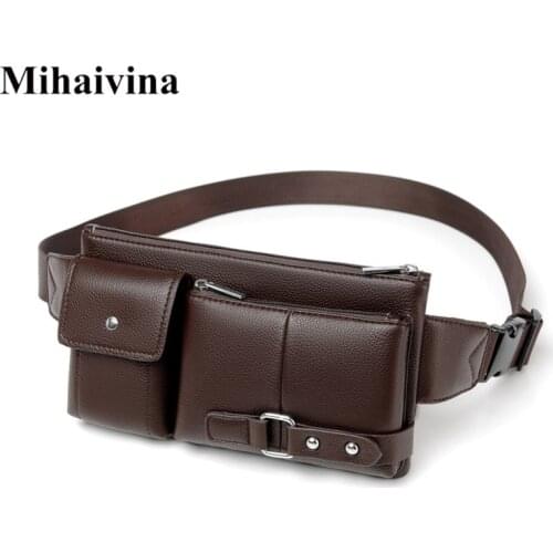 Mihaivin Men PU Leather Waist Packs Vintage Travel Belt Bag Chest Bags Cell/Mobile Phone Hip Bum Belt Fanny Pack Waist Purse Bag