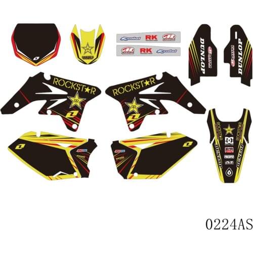 Full Graphics Decals Stickers Motorcycle Background Custom Number Name 3M Matte For SUZUKI RMZ250 RMZ 250 2007 2008 2009