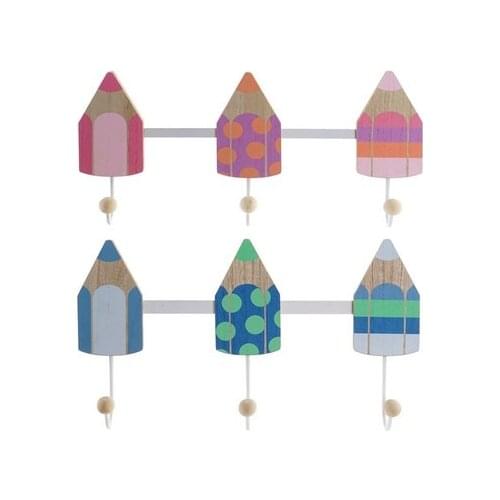 Wall mounted coat hanger DKD Home Decor Wood Metal Pencils (40 x 4 x 18 cm) (2 pcs)