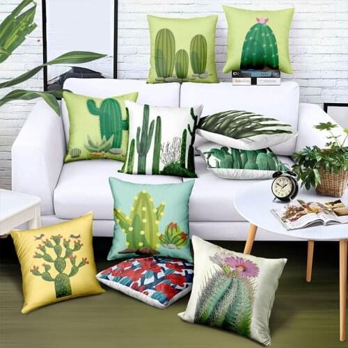 Tropical Plant Cushion Cover Cactus Pillow Cases Chair/Car/Sofa Pillow Cover Home Decorative Throw Pillow