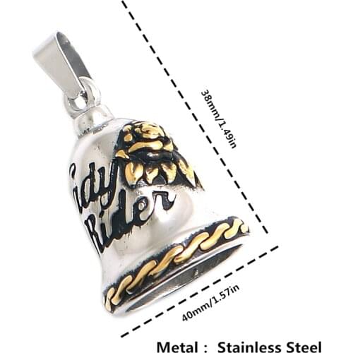 Newest Women 316L Stainless Steel Cool Lady Rider Rose Flower Have Sound Ring Bell Pendant For Gift