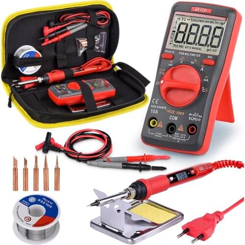 QHTITEC 80w Soldering Iron USB Charging Digital Multimeter UM16 Auto Ranging AC/DC Adjustable Temperature Welding Repair Tools