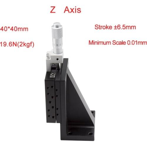 Z Axis 40*40mm Manual Displacement Vertical lift fine tuning platform Cross Roller Guide Linear Stage Sliding Table PLV40