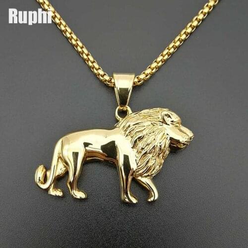 Hiphop Gold Steel Lion Pendant New Fashion Stainless steel animal jewelry necklace