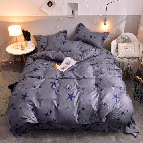 Bedclothes Small Stars Bedclothes 240x220 Bedding Set Warm Soft Cotton 3/4pcs Duvet Cover Sets Flat Sheet Pillow Cover Gray T95Y