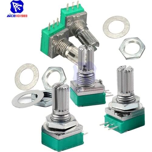 Diymore 5PCS/Lot 15mm 5K 10K 20K 50K 100K 500K Ohm 3 Pin Single Linear Rotary Potentiometer 6mm Knurled Shaft for Arduino