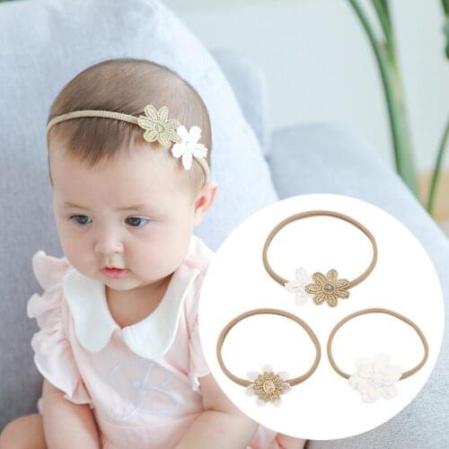 Baby Girls Nylon Headband 3pcs/set Boutique Lace Flower Headbands for Girls Newborn Headband Set Kids Hair Accessories
