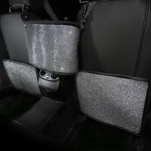 White Crystal Luxury Anti-Child-Kick Pad For Car Seat Diamond Rhinestone Luxury Anti-Child-Kick Pad