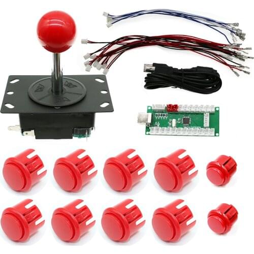 Retro Arcade Kit DIY Game Raspberry Pi PS3 4 Way 8 Way Joystick Zero Delay Board Encoder USB To PC 30MM 24MM Push Button Wire