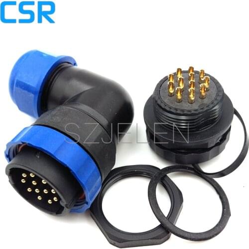 SD28TA-ZM,12 pin waterproof connector plug and socket, IP67, 12 pin panel Male and female connectors, 90 degree elbow plug