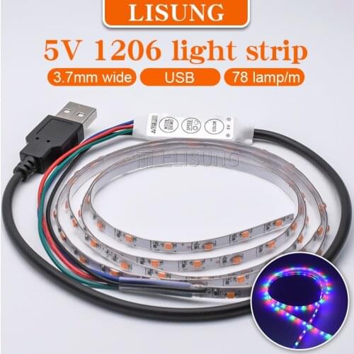 5v Usb Led Strip Happy Running Water Lamp Atmosphere Smd 1206 Chip Tricolor Waterproof Thin Narrow Light With Sand Table Model