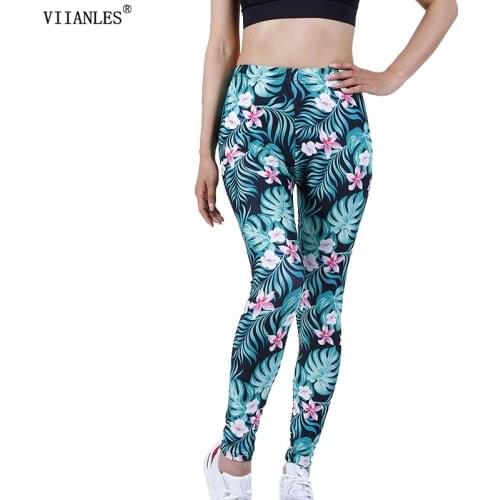 VIIANLES Print Yuga Women Fitness Leggings Workout Sports Running Leggins Sexy Push Up Jegging Gym Wear Elastic Tights Slim Pant