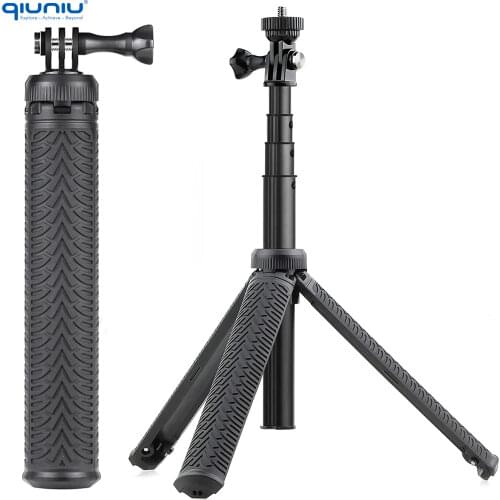 QIUNIU 3in1 Extendable Monopod Selfie Stick Grip Handle Tripod for GoPro Hero 9 8 7 6 5 4 3 for DJI OSMO Action/Pocket Accessory