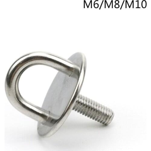 1pcs Pad Eye Plate with Enclosed Hook 304 Stainless Steel Staple Ring Hook U-Shaped Hardware for Boat Swing