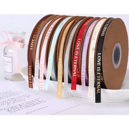 1cm Wide Hot Stamping Letter Ribbon Flower Gift Baking Packaging Thread Belt Gift Accessories Printed Pattern Jacquard Webbings