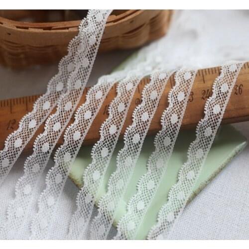 10 Meters Beautiful Lace Ribbon White Thin Lace Trim Fabric Embroidered Lace Trimmings for sewing accessories Decoration 11mm